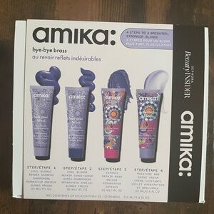Amika Bye-Bye Brass Hair Care Set, 4 Steps to brighter, stronger blonde